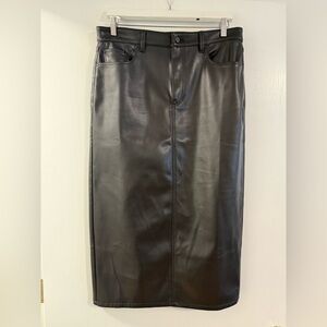 Ann Taylor Black Faux Leather Pencil Skirt size 12